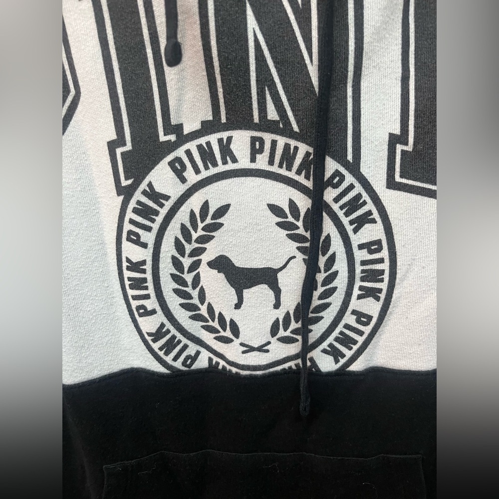 PINK Victoria's Secret Black and White Sweatshirt. Medium - Picture 3 of 4